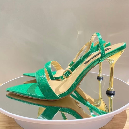 Green Elegant Croc Sandal