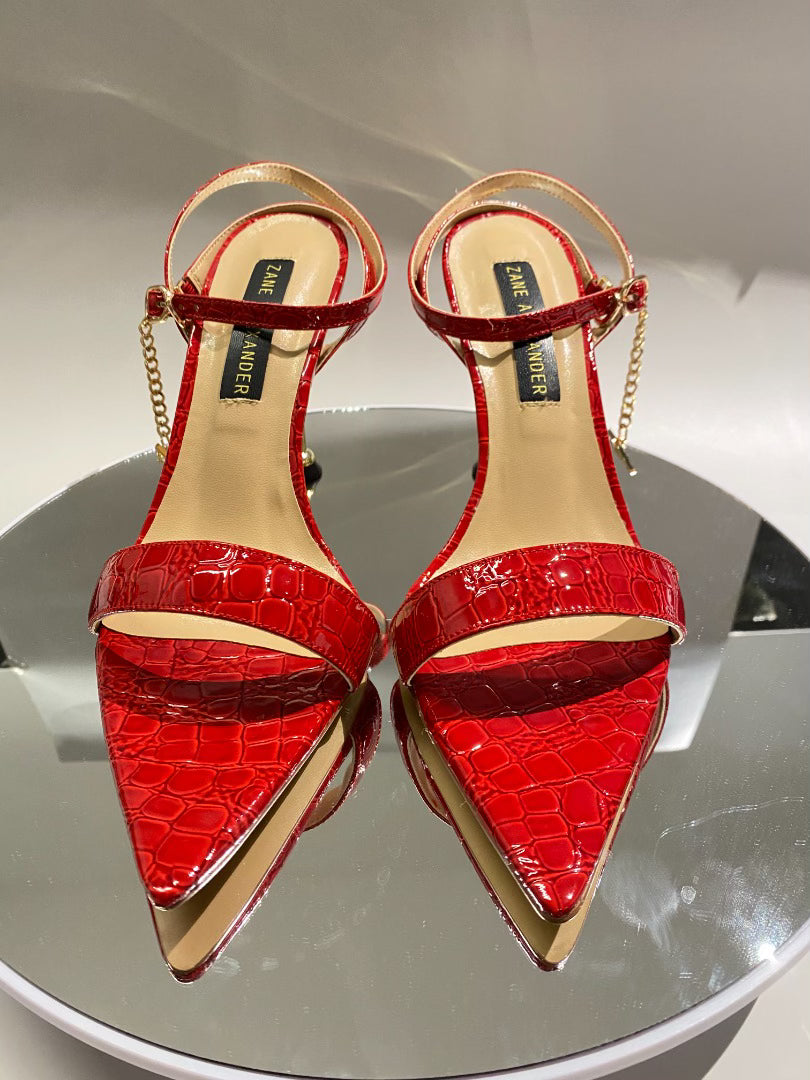 Red Elegant Croc Sandal